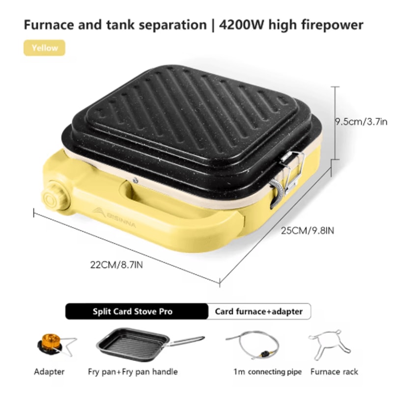 BISINNA Portable Camping Gas Stove With High Firepower Split Burner 3