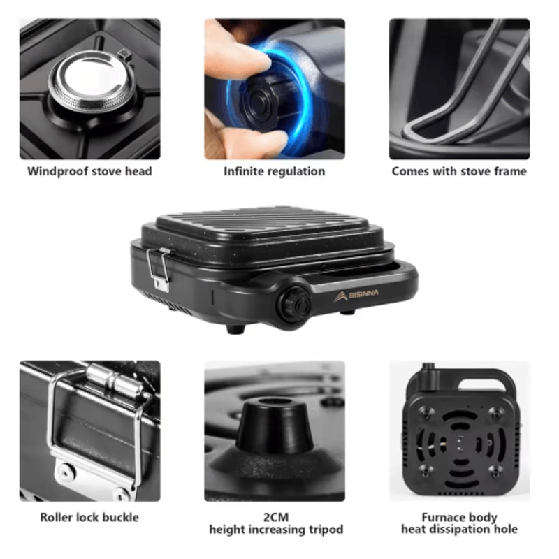 BISINNA Portable Camping Gas Stove With High Firepower Split Burner 8
