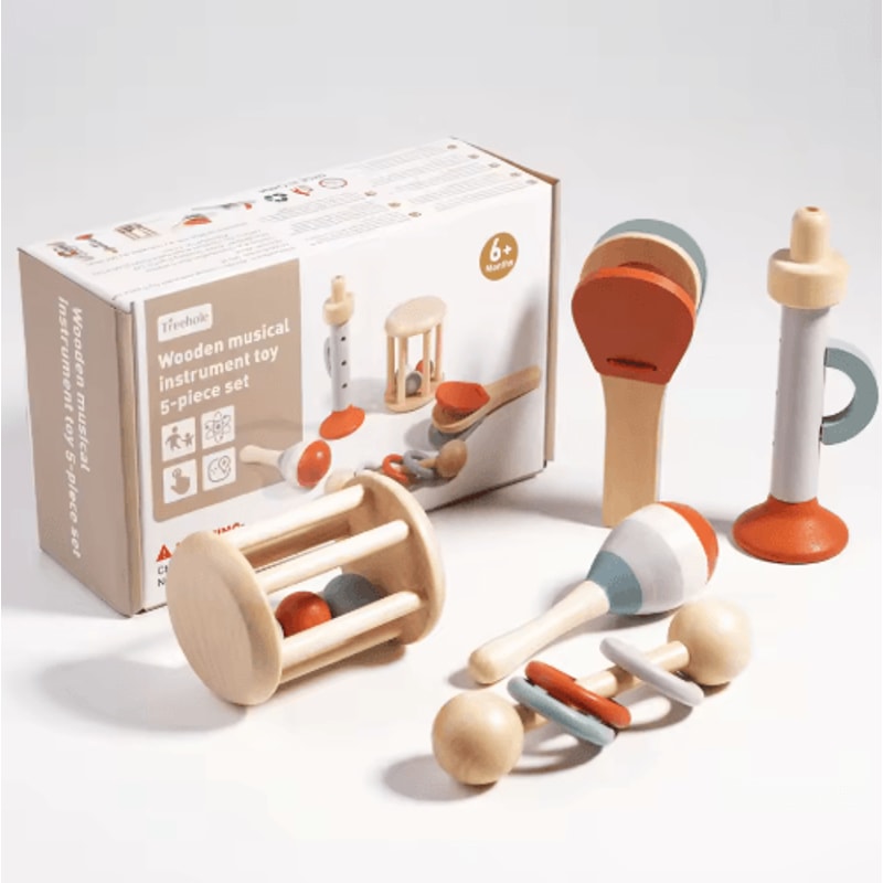 Montessori Wooden Musical Instrument Set For Toddlers Percussion Xylophone Toy 3