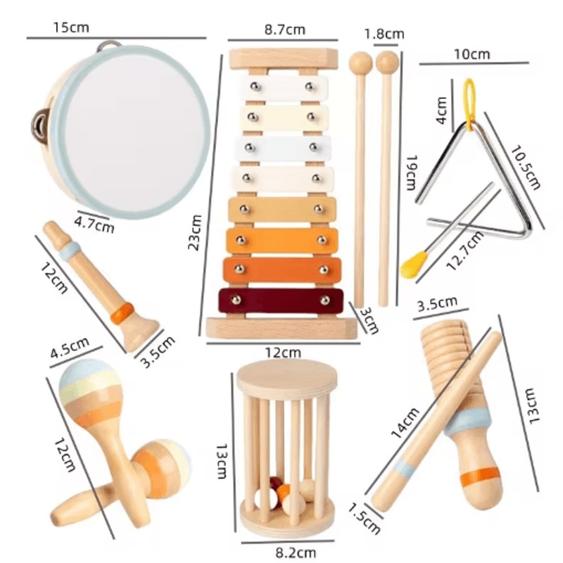 Montessori Wooden Musical Instrument Set For Toddlers Percussion Xylophone Toy 4