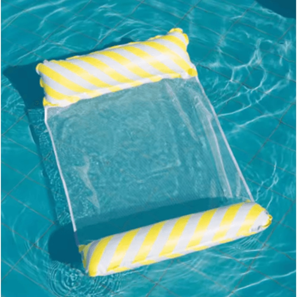 Foldable Striped Inflatable Pool Lounge Chair With Net Backrest 4