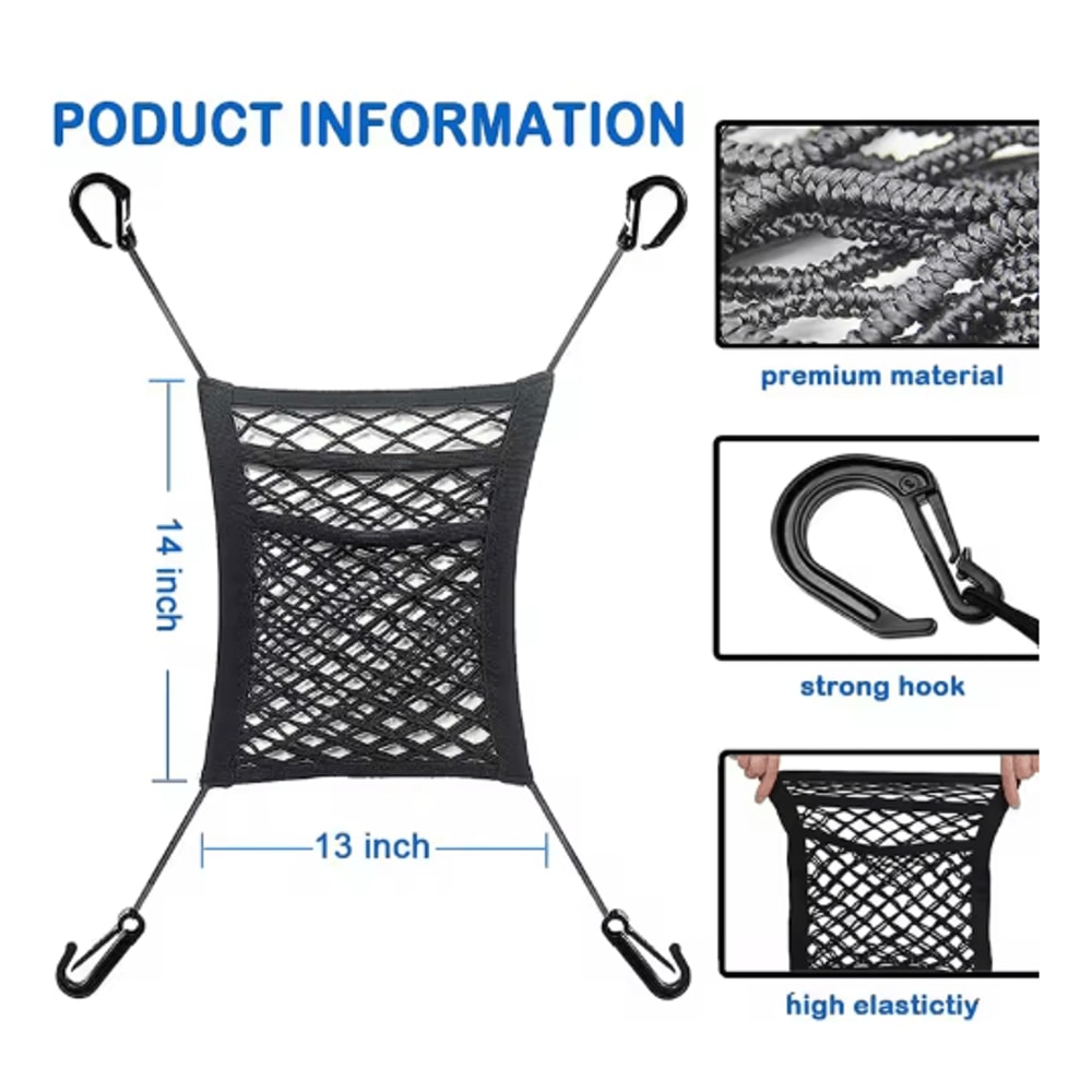 Stretchable Car Storage Net Organizer Between Seats With Pet Barrier 5