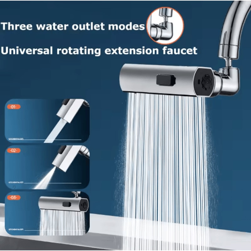 3Mode Waterfall Swivel Faucet Extension Nozzle For Kitchen Sink 0