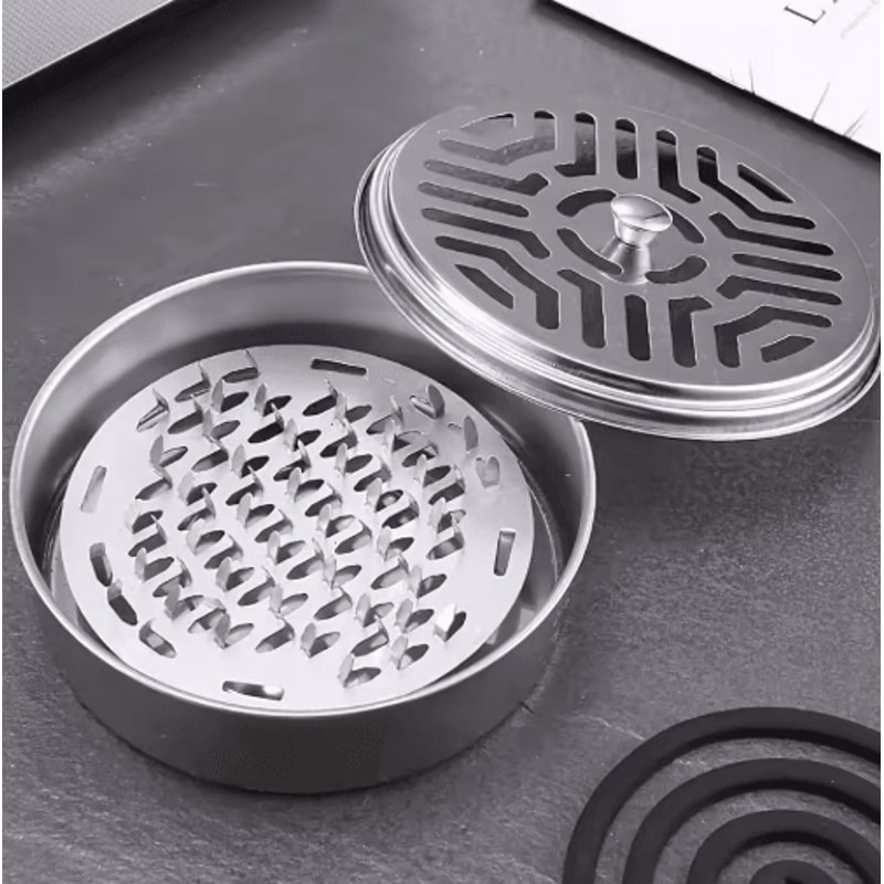 Metal Mosquito Coil Holder With Lid Safe Incense Coil Tray Box 2