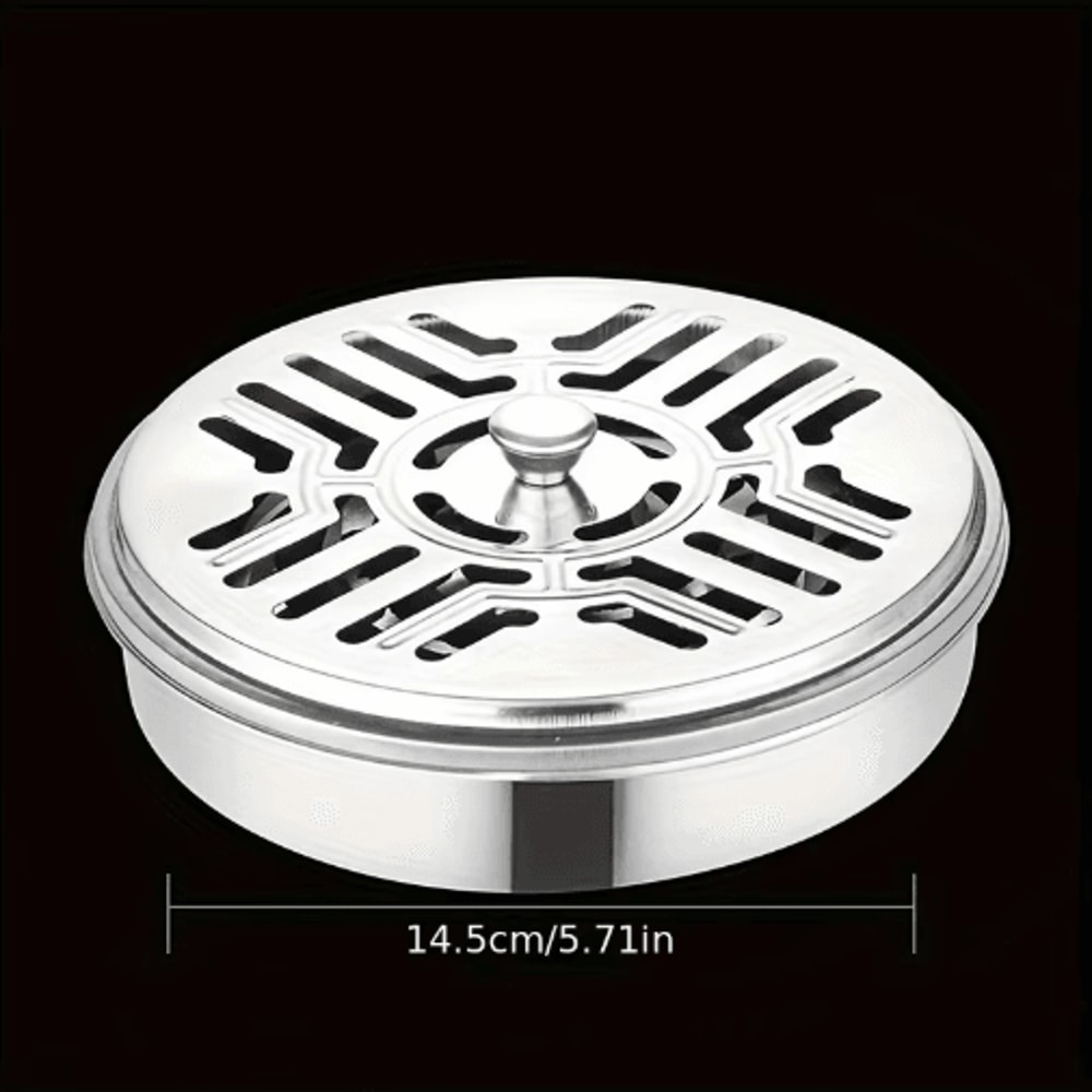Metal Mosquito Coil Holder With Lid Safe Incense Coil Tray Box 3