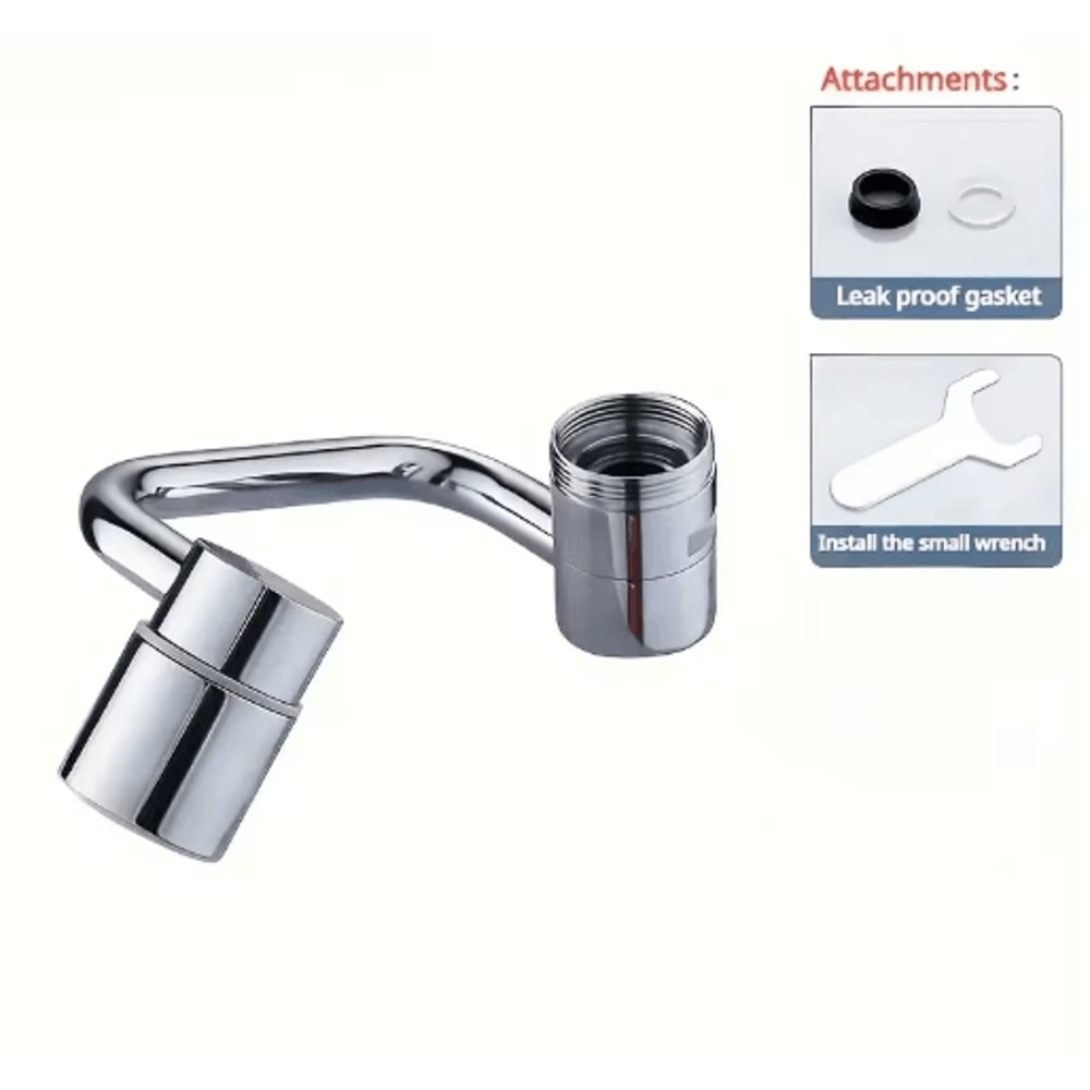 1080 Swivel Stainless Steel Faucet Extender With Dual Spray Modes 2