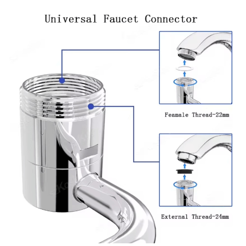 1080 Swivel Stainless Steel Faucet Extender With Dual Spray Modes 4