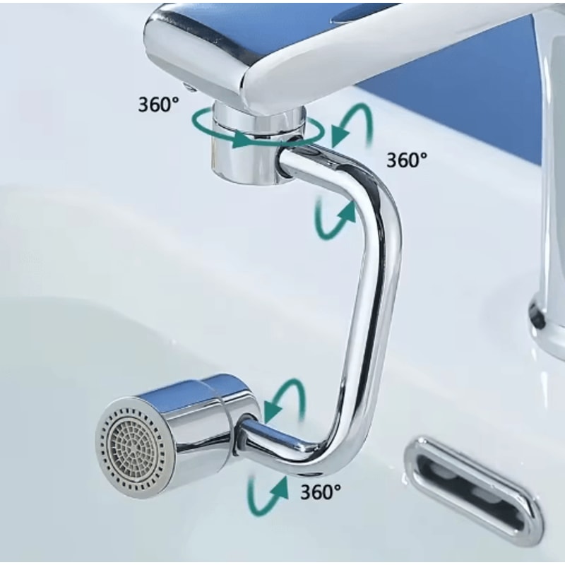 1080 Swivel Stainless Steel Faucet Extender With Dual Spray Modes 5