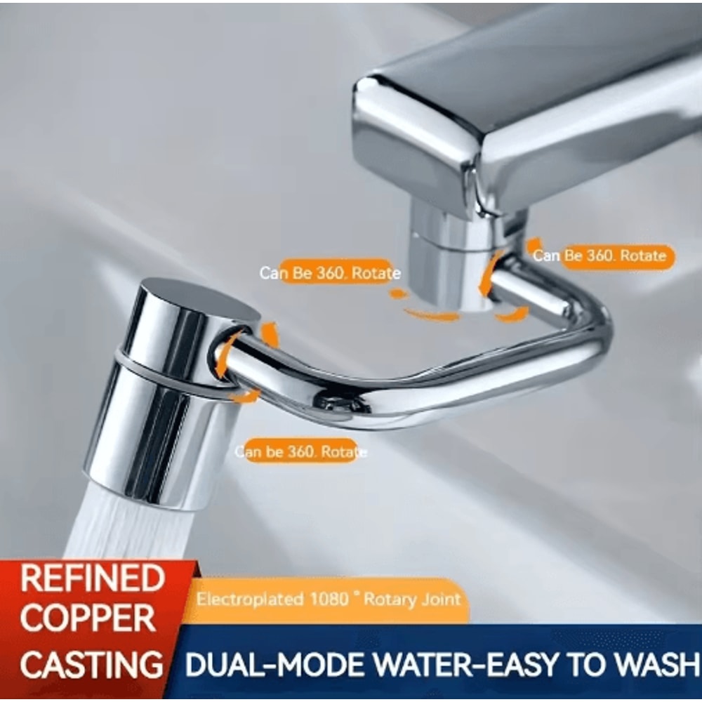 1080 Swivel Stainless Steel Faucet Extender With Dual Spray Modes 0