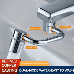 1080° swivel stainless steel faucet extender with dual spray modes