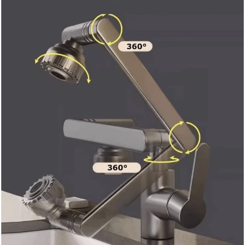DualMode Rotating Robotic Arm Faucet Extender For Kitchen Bathroom 12