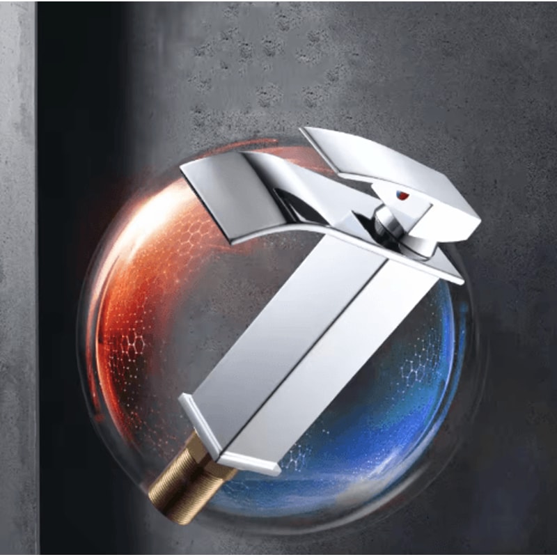 Stainless Steel Waterfall Basin Faucet With Hot Cold Dual Control 9