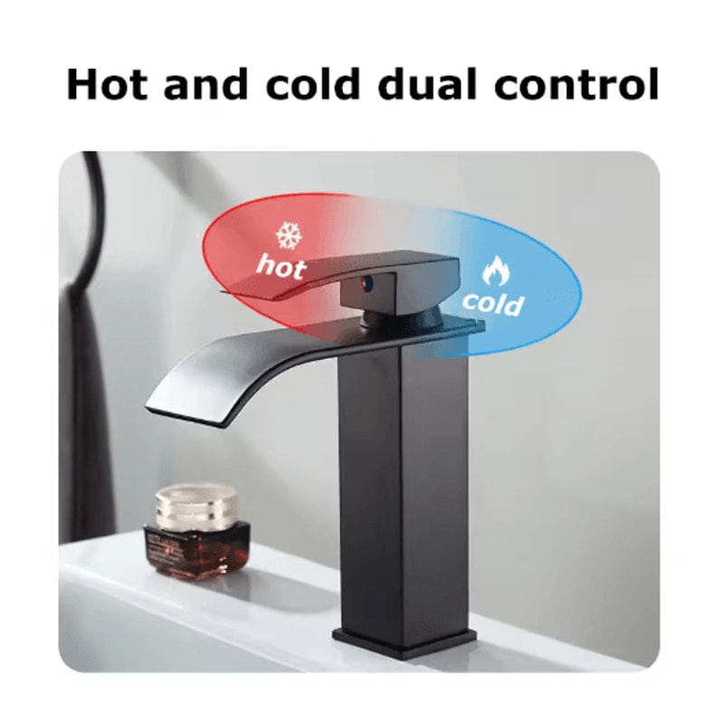 Stainless Steel Waterfall Basin Faucet With Hot Cold Dual Control 12