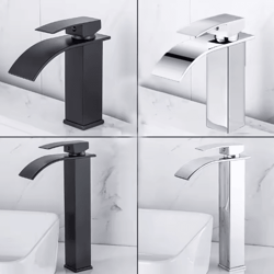 stainless steel waterfall basin faucet with hot & cold dual control