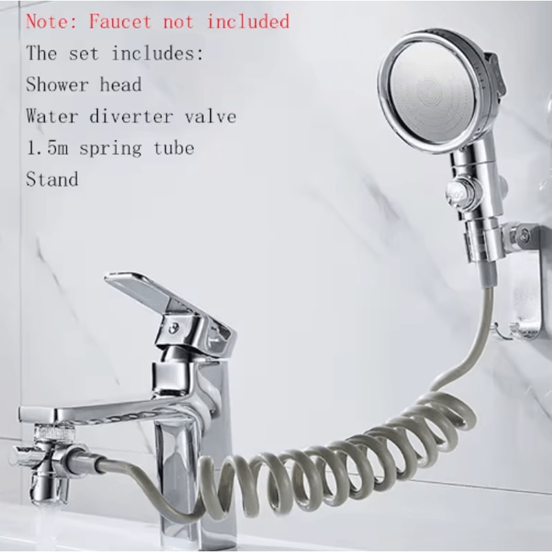 External Shower Faucet Extender With Handheld Booster Nozzle 5