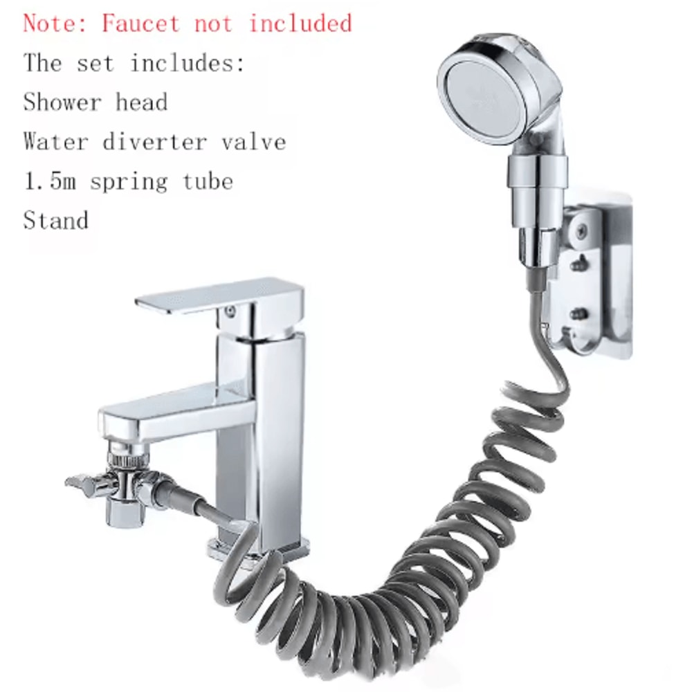 External Shower Faucet Extender With Handheld Booster Nozzle 6