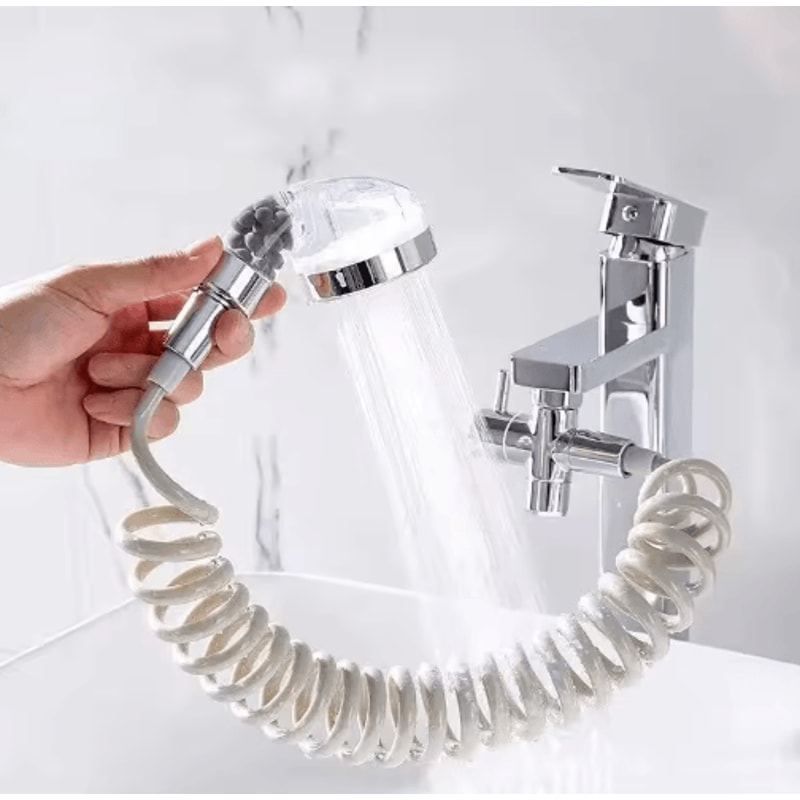 External Shower Faucet Extender With Handheld Booster Nozzle 8