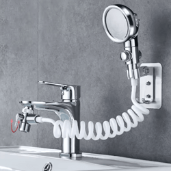 external shower faucet extender with handheld booster nozzle