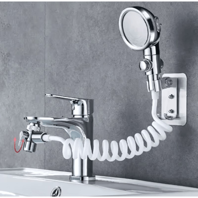 External Shower Faucet Extender With Handheld Booster Nozzle 0