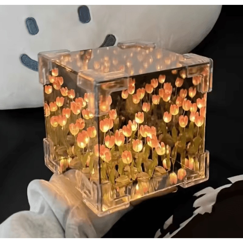 DIY Tulip Flower Cube Night Lamp Kit Romantic 3D Decorative Light 1