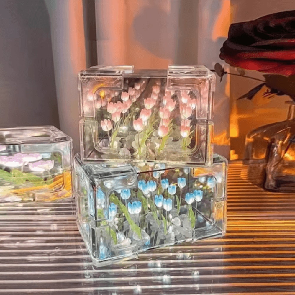 DIY Tulip Flower Cube Night Lamp Kit Romantic 3D Decorative Light 7