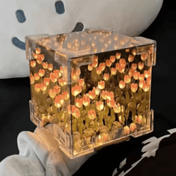diy tulip flower cube night lamp kit – romantic 3d decorative light