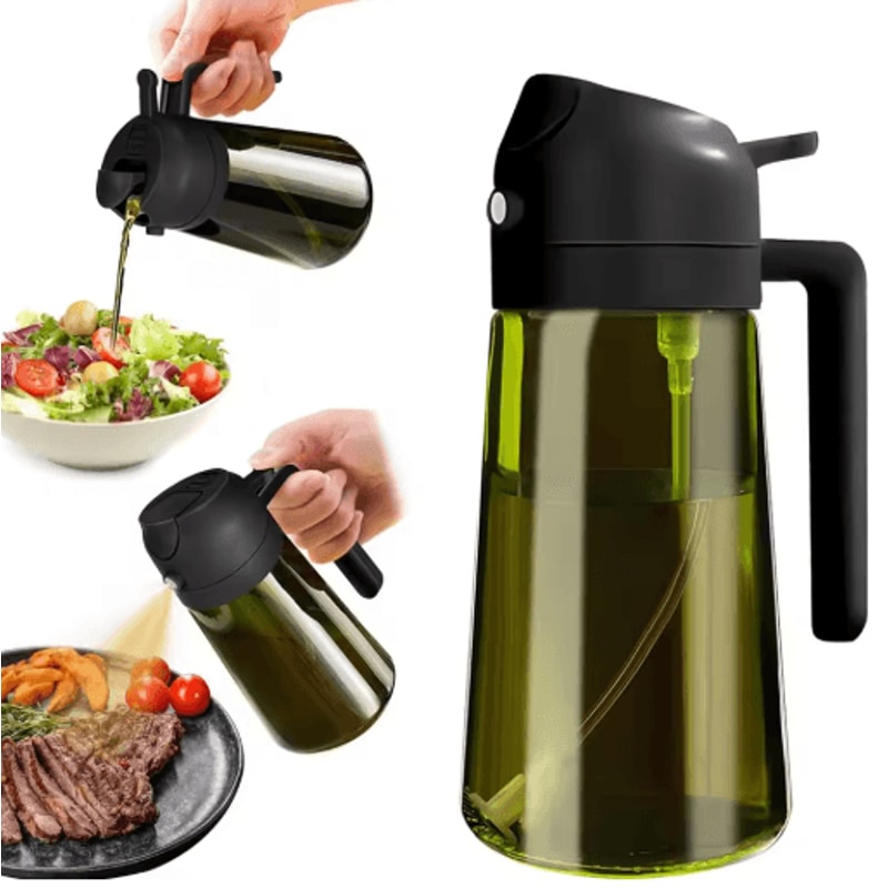 470ML Dark Glass 2in1 Olive Oil Sprayer Dispenser Bottle 2