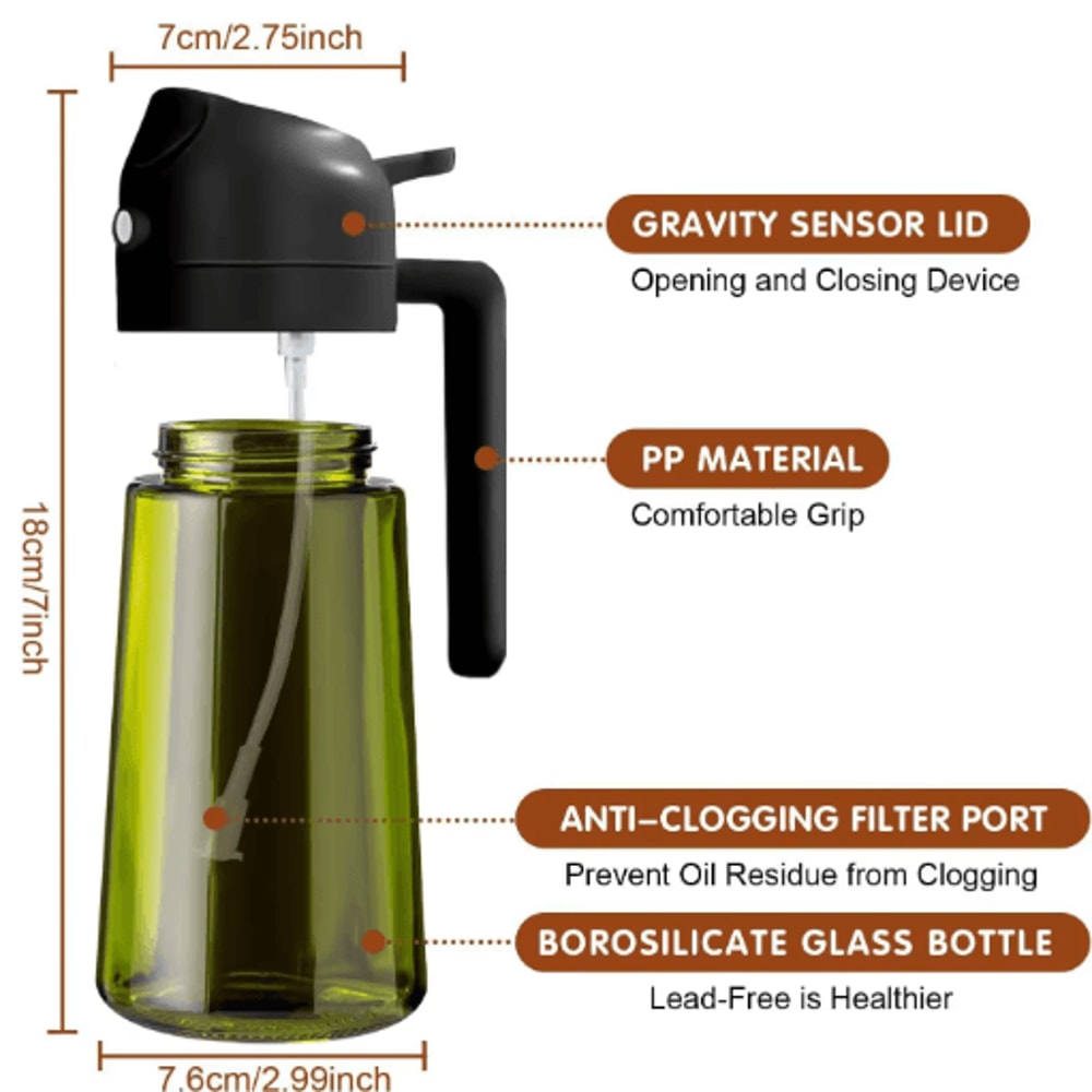 470ML Dark Glass 2in1 Olive Oil Sprayer Dispenser Bottle 6