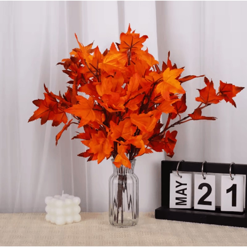 Fall Artificial Maple Leaf Bouquet For Home Seasonal Decor 7