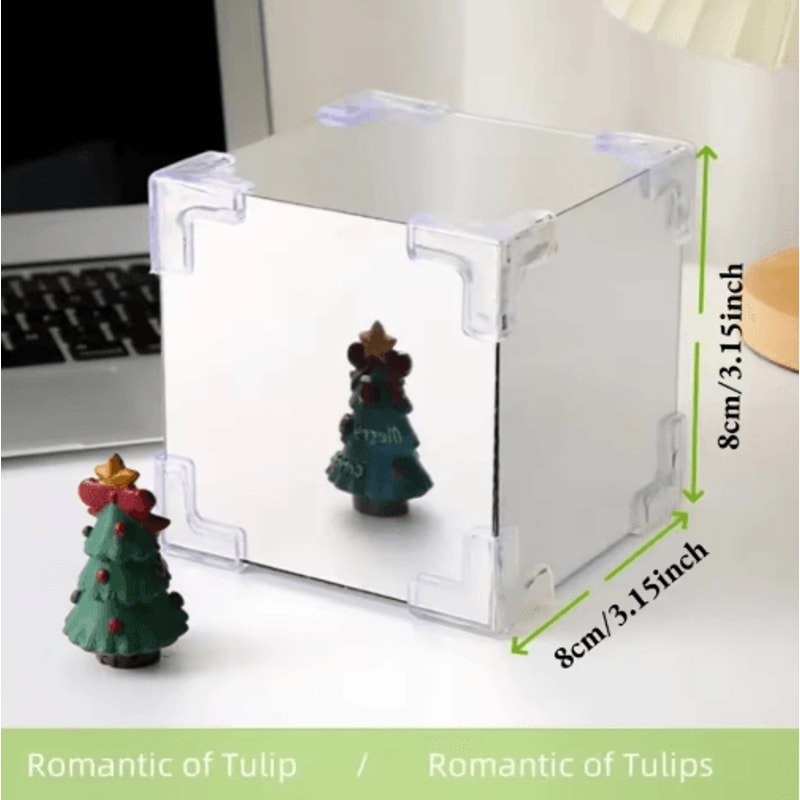 DIY Tulip Mirror Cube Night Lamp 3D Flower Bedside Light 5