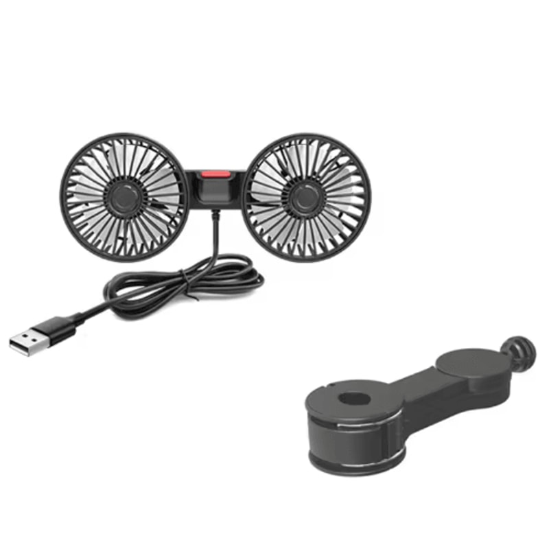 Dual Head USB Car Seat Cooling Fan With 3Speed 360 Rotation 1
