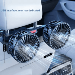 dual head usb car seat cooling fan with 3-speed & 360° rotation