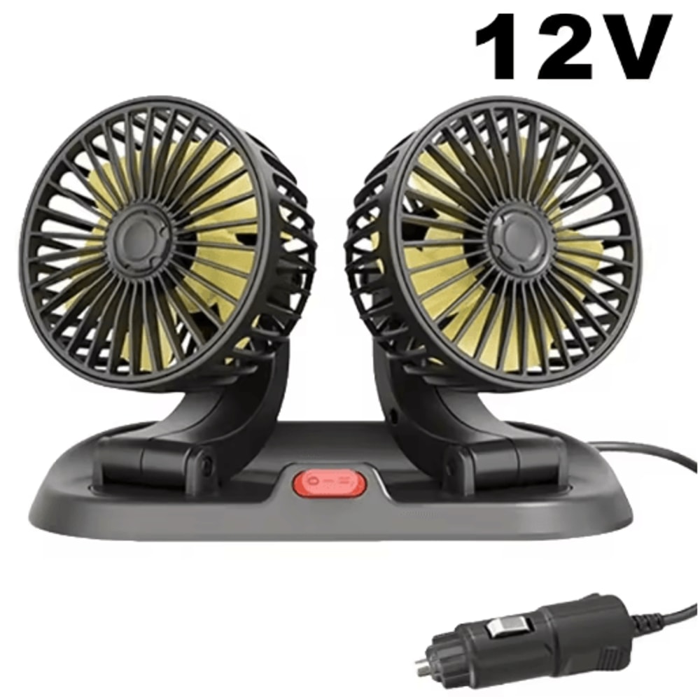 360 Adjustable 3Head Car Cooling Fan With USB12V24V Power 6