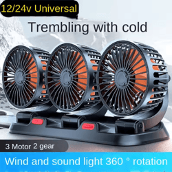 360° adjustable 3-head car cooling fan with usb/12v/24v power