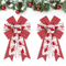 2PCS Shiny Burlap Christmas Wreath Bows For Tree Front Door Decor 1