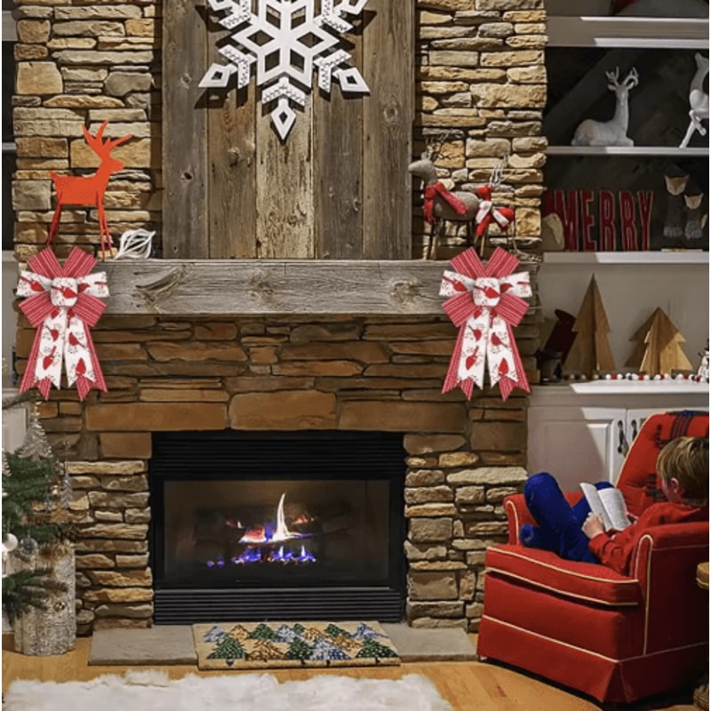 2PCS Shiny Burlap Christmas Wreath Bows For Tree Front Door Decor 3