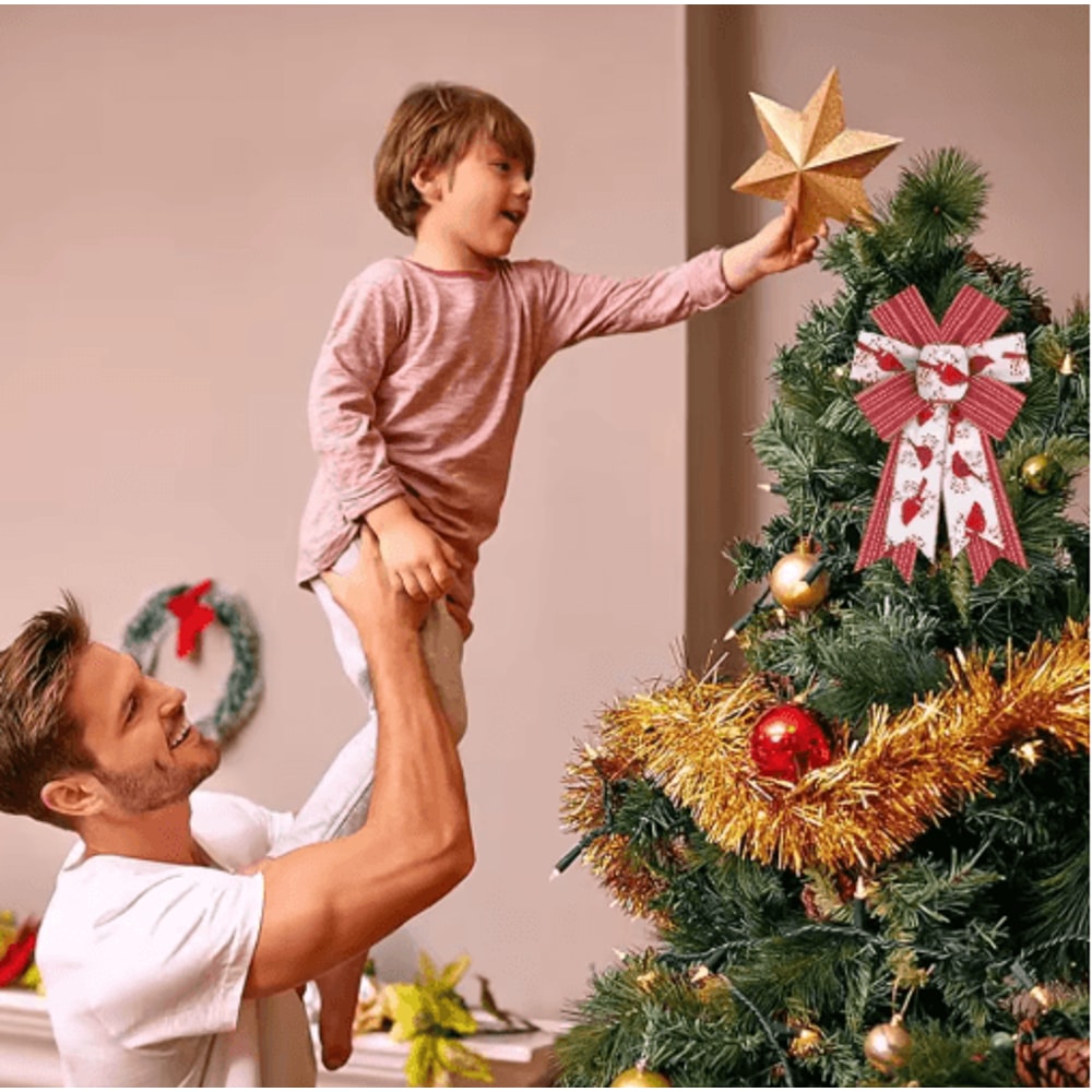 2PCS Shiny Burlap Christmas Wreath Bows For Tree Front Door Decor 4