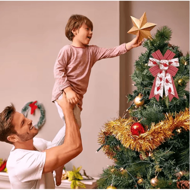 2PCS Shiny Burlap Christmas Wreath Bows For Tree Front Door Decor 4