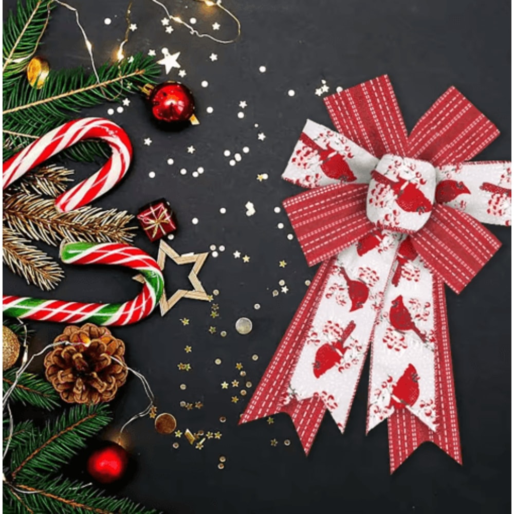 2PCS Shiny Burlap Christmas Wreath Bows For Tree Front Door Decor 5