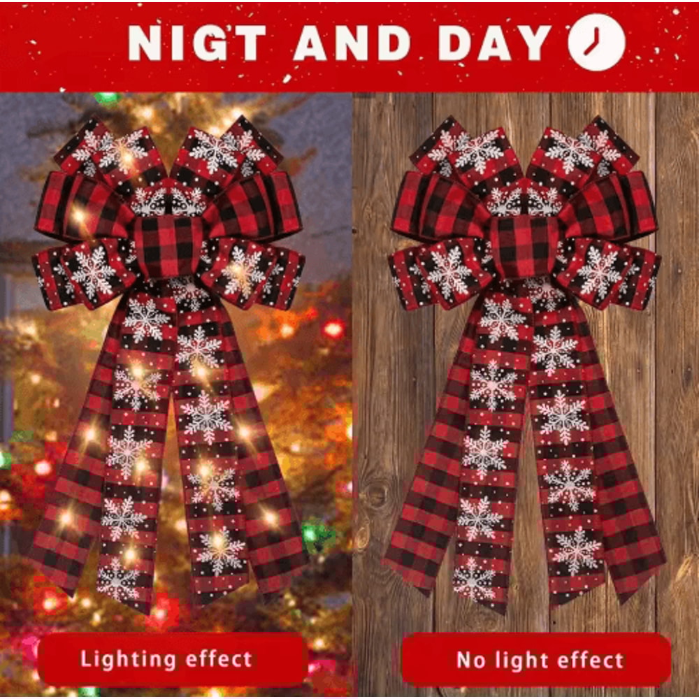 Large Buffalo Plaid Christmas Wreath Tree Topper Bow 0