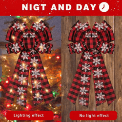 large buffalo plaid christmas wreath & tree topper bow