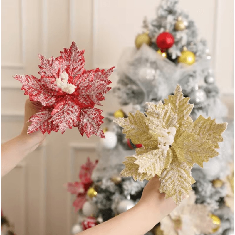 24CM Artificial Christmas Flower Tree Pendant Ornament 0