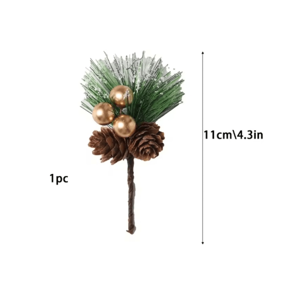 Artificial Pine Branch With Red Holly Berries Christmas Decoration 1