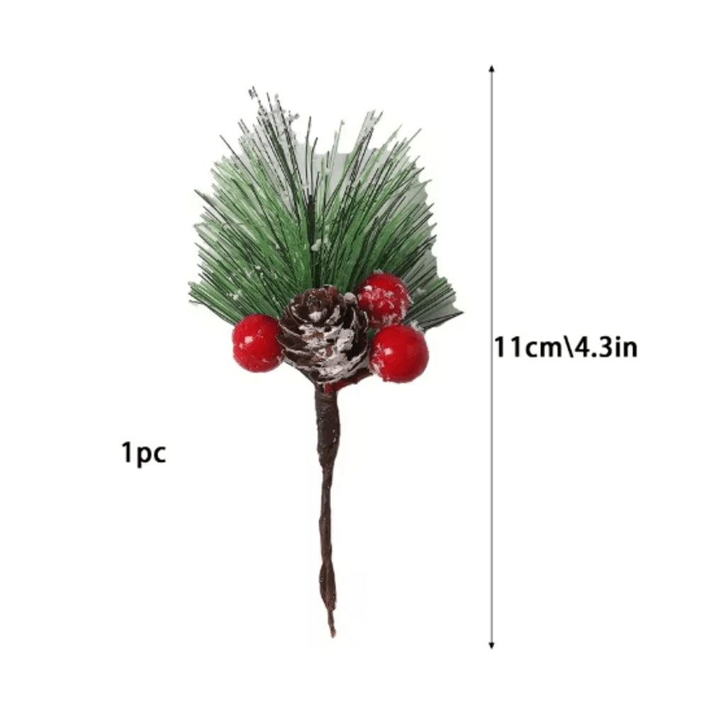 Artificial Pine Branch With Red Holly Berries Christmas Decoration 2