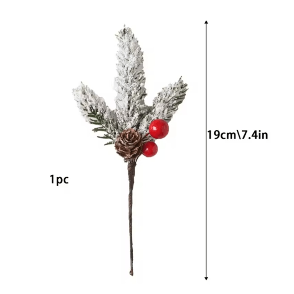 Artificial Pine Branch With Red Holly Berries Christmas Decoration 4