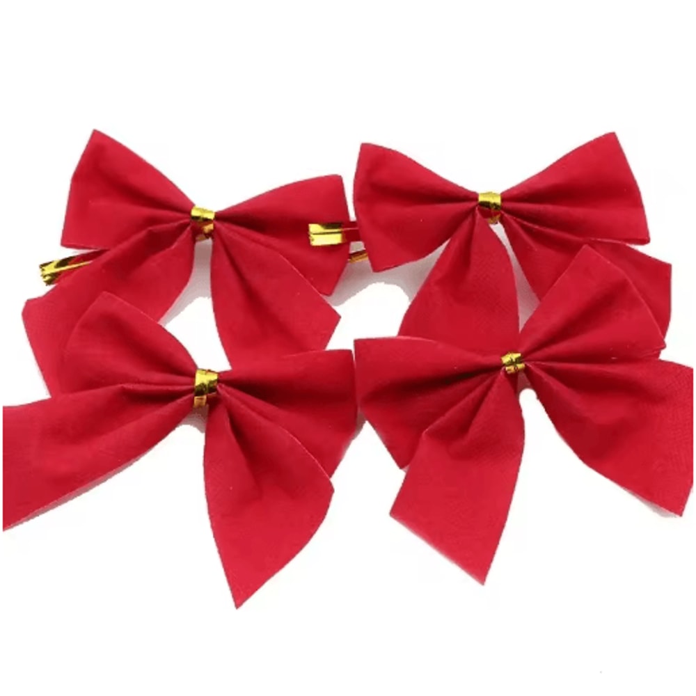 Mini Red Gold Christmas Bow Ornaments For Tree Gift Decor 3