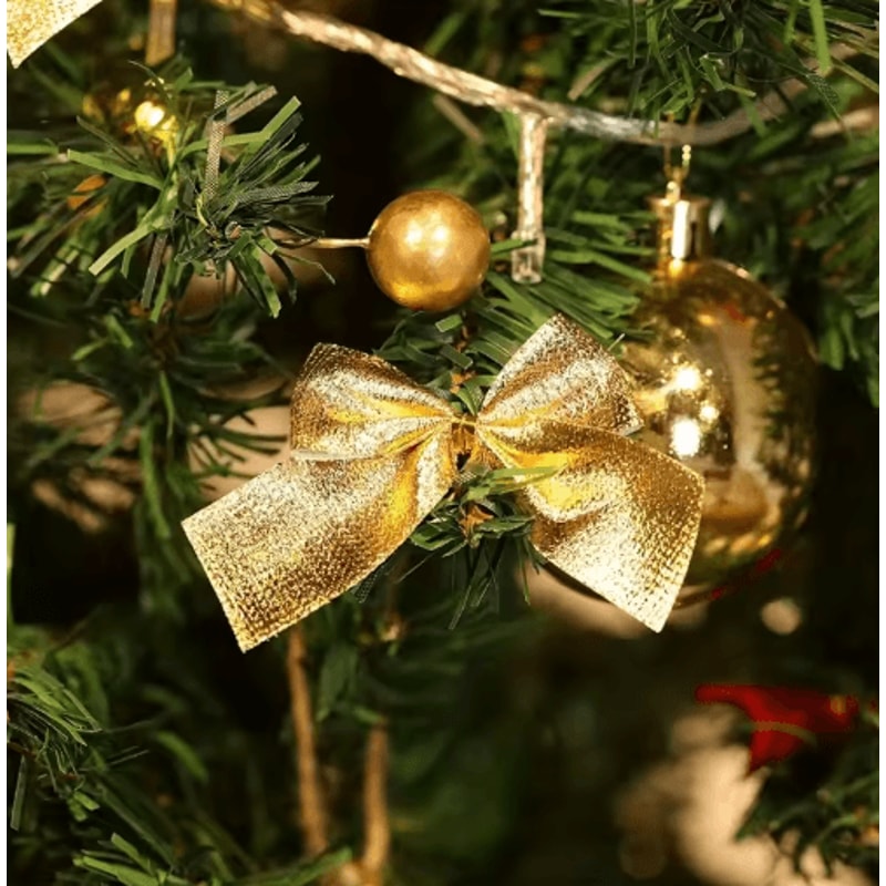 Mini Red Gold Christmas Bow Ornaments For Tree Gift Decor 7