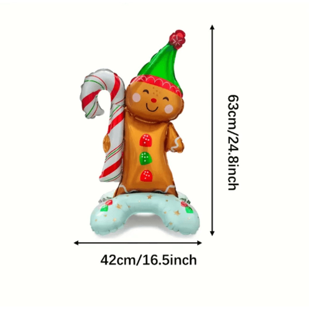 Gingerbread Man Christmas Foil Balloon Set With Green Hat 2PCS 3