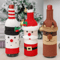 Santa Snowman Christmas Wine Bottle Cover Set 0