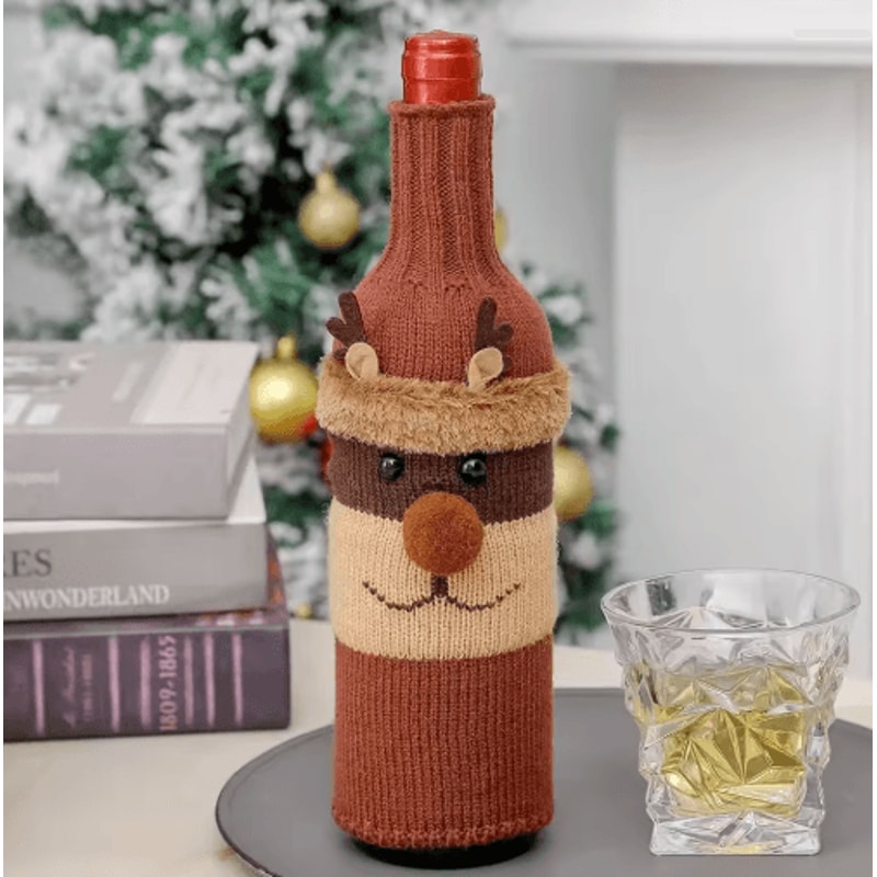 Santa Snowman Christmas Wine Bottle Cover Set 6